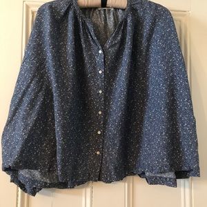 Doen Jane Blouse M California Midblue Wildflower
